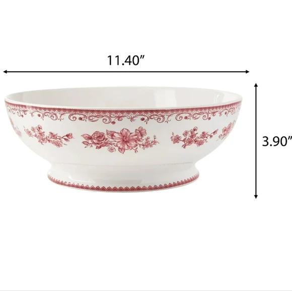 💕 2025 The Pioneer Woman Agatha Red and White Floral Serving Bowl - Picture 3 of 4